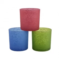 China wholesale Popular luxury special spray blue glass candle holder for candle making manufacturer