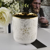 China Wholesales unique custom electroplated white ceramic candle jar 8oz 14oz manufacturer