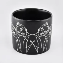 China Classic matte black candle jar daily decorative ceramic candle jar manufacturer