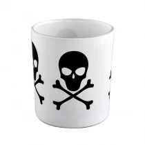 China skull pattern on matter color glass candle jars manufacturer