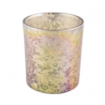 China rainbow iridescent candle holder empty candle glassware wholesale manufacturer