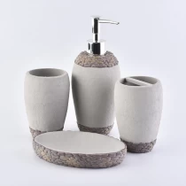 China Natural Concrete Bathroom Set Cement Bath Accessories Set with lid manufacturer