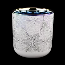 China fancy decorative luxury ceramic jar candle container colorful candle jar manufacturer