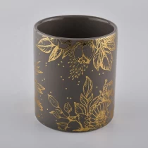 China Wholesale popular home decoration luxury gold ceramic candle jar with lids manufacturer