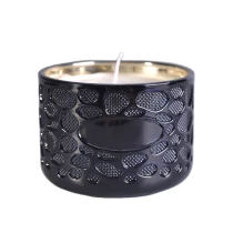 China Luxury decorative round scented black glass jar for candles manufacturer