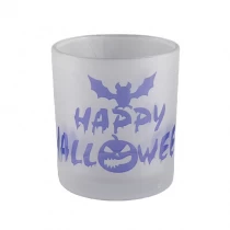 China Customized glass candle holders with decal pattern manufacturer