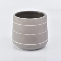 China 500ml Grey ceramic candle jar matte manufacturer