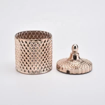 China 14oz luxury palace style electroplating glass candle holder with lid manufacturer