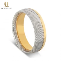 China HOTSALE Mens Ehering Band 8mm Gold Wolfram und Damaskus Stahl Ring China Hersteller Hersteller
