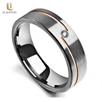 porcelana Populares bandas de bodas de tungsteno cepilladas de satén de 6 mm de 6 mm con ranura de oro rosa y 1 fabricante blanco de China CZ blanco fabricante