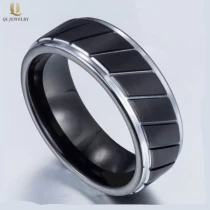 Cina Anello popolare Mens Black Tungsteno 8mm Passo Bordi Nero Tungsteno Anello Pneumatico per Uomini Produttore della Cina produttore