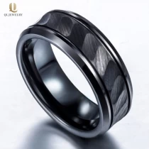 Cina Persone popolari Hammered Black Tungsteno anello di tungsteno 8mm concavo e bordi smussati bordi di nozze di tungsteno Fabbricante Cina Produttore produttore