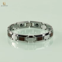 China Großhandel Hohe polierte Herren Wolframkarbidarmband mit Holz und Magneten Inlay China Lieferant Hersteller