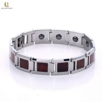 China Großhandel Gesundheit Herren Schmuck Hohe polierte Herren Wolframkarbid Armband mit KOA Holz und Magneten Inlay China Lieferant Hersteller