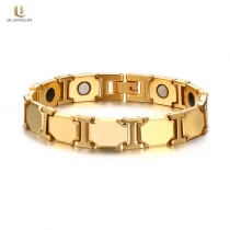 China Großhandel Herren Wolfram Schmuck Gesundheitswesen Armband Hohe polierte Gold Wolfram Link Armband mit Magneten und Germanium China Lieferant Hersteller