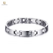 China Heißer Verkauf Herren Wolfram Schmuck Gesundheitswesen CZ Stein Wolfram Armband Für Männer mit Magneten und Germanium China Lieferant Hersteller