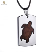 China Hohe Qualität Männer Modeschmuck Wolframkarbid Koa Holz Anhänger Halskette Herren Wolfram Hund Tag Turtle Anhänger China Fabrik Hersteller