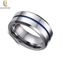 Cina Porcellana Produttore all\'ingrosso 8mm Plain Pola Polish Tone Tone Tungsteno Anello in carburo di tungsteno Silver Blue Tungsten Anello in carburo di tungsteno produttore