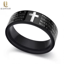 Cina Vendita calda Inciso inciso 8mm Pola Pola Polacco Black Black Tungsteno Anello in metallo duro Signori Preghiera Anello dito Tungsteno Band in carburo di tungsteno Fabbrica della Cina Fabbrica e produttore produttore
