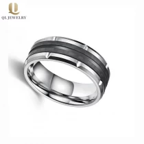 porcelana Bandas de boda de los hombres de los hombres de la fibra de carbono de los hombres de 8 mm de los hombres combinados Comfort Fit Tungsten Carbide Anillo Nuevo Anillo de fibra de carbono fabricante