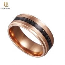 porcelana Bandas de boda de los hombres de la fibra de carbono del tungsteno del oro de la rosa de los hombres de 8 mm fabricante