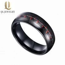 Cina Vendite calde 8mm 6mm Anello in carburo di tungsteno nero con fibra di carbonio rosso e nero in fibra di carbonio Inlay Cina anello di tungsteno fornitore produttore
