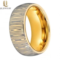 Cina Anello di carburo di tungsteno del tungsteno del tungsteno del tungsteno di stile più nuovo di stile con l\'incisione del modello Damasco finito produttore