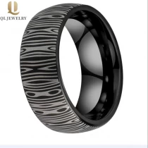Cina Incredibile Vendita calda 8mm Dominata Black Spoved Anello in carburo di tungsteno con incisione modello Damasco produttore