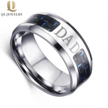 Cina Dad Tungsteno Ring Regalo Tungsteno Anello in carburo di tungsteno Blu e nera in fibra di carbonio in fibra di carbonio con custom Engraving padri giorno regalo Cina anello di tungsteno fornitore produttore