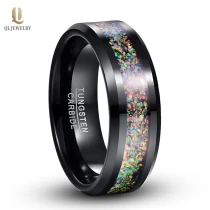 Cina Amazing 8mm alti bordi smussati smussati solidi opali in metallo nero nero nero nero opale tungsteno anello carburo di tungsteno China fabbrica produttore