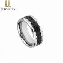 Cina 8mm Complesso Complesso Anello in ceramica nera con anello in metallo al tungsteno Inlay Mens Ceramic Wedding Bands Fashion Plain Ceramic Anello Cina Produttore produttore