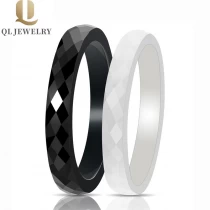 Cina 3mm lucido e minuscolo anello in ceramica Vendita calda nera ceramica band da cerimonia nuziale fatate anello ceramico nero per ragazze donna e donne fornitore produttore