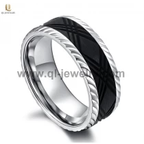 porcelana Alianza de boda de fibra de carbono negra de alta calidad para hombres de 8 mm y fibra de carbono negra forjada con patrón grabado y CNC Fabricante de China fabricante