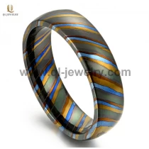 China Unique 6mm Domed Tricolors Zircuti Ring Timascus Ring Wedding Bands China Supplier manufacturer