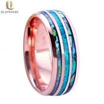 Cina La maggior parte popolare 8mm ad alta levigata a cupola e dell\'olo di Abalone Shell Inlay Inlay Rose Gold Tungsteno Band Opal Tungsteno Shell Shell Shell Ring Shell Shell Ring China Factory produttore