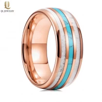 Cina Incredibile 8mm ad 8 mm ad alta lucidato oro dominato tungsteno bordi di nozze in carburo con antler e turchese inlay produttore di porcellana produttore