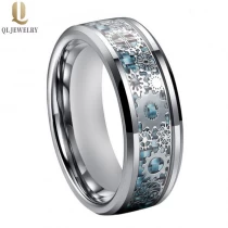 China New Style Mens Wedding Bands Tungsten Carbide Ring with Mechanical Gear and Blue Carbon Fiber Inlay China Factory manufacturer
