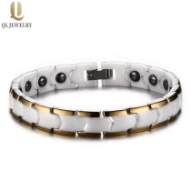 China Popular Rose Gold Plating High-tech White Ceramic Bracelet with Hematites Inlay China Supplier manufacturer