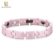 China High Quality Women & Men\'s Ceramic Bracelet High-tech Pink Ceramic Bracelet with Hematites and Magnets Inlay China Manufacturer manufacturer