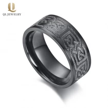 China Popular Mens Black Zirconium Wedding Bands 8mm Flat Celtic Knot Design Black Zirconium Ring for Men China Manufacturer manufacturer