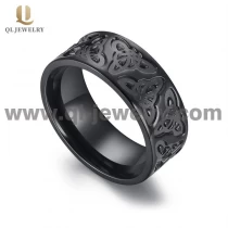 China Unique Mens Black Zirconium Wedding Bands 8mm Flat Milled Celtic Knot Design Wedding Bands Black Zirconium Ring for Men China Manufacturer manufacturer