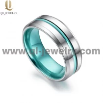 China Hot sale 8mm Men\'s Tungsten Carbide Ring with Green Stripe and Green Aluminum Inner Band China Supplier manufacturer