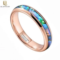 China High Quality 4mm Women's Tungsten Wedding Bands with abalone shell inlay nice Tungsten carbide ring manufacturer