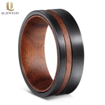 Cina Anello in carburo di tungsteno in tungsteno in tungsteno 8mm 8mm anello in carburo di tungsteno nero con banda interna in legno Produttore produttore