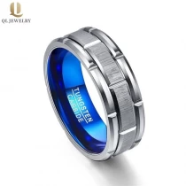 China Two Tone 8mm  Blue Men's Tungsten Carbide Wedding Rings  China Manufacturer manufacturer