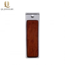 porcelana Colgantes de tungsteno rectangulares de venta caliente con incrustaciones de madera para hombres Proveedor de China Productor de colgantes naturales fabricante