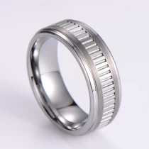 porcelana Anillo de carburo de tungsteno acanalado vertical con bordes planos y escalonados exclusivos de 8 mm Alianzas de boda para hombres Fabricantes fabricante