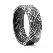 China Unique Mens Wedding Band 8mm Hammered Flat Black Damascus Steel Ring China Manufacturer manufacturer