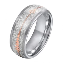 China Amazing Wholesale Customized 8mm  Tungsten Wedding Bands with Meteorite and Arrow Inlay China Manufacturer manufacturer