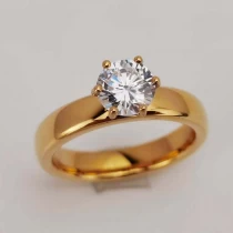 porcelana China Anillo de boda de tungsteno de oro pulido de 6 mm de diseño más nuevo Anillo de carburo de tungsteno de ajuste cómodo con rosca CZ Fabricantes fabricante